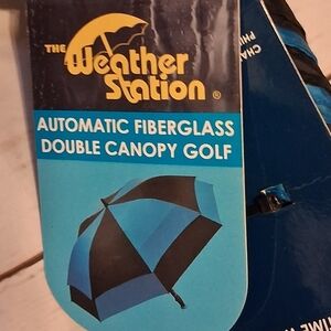 The Weather Station Blue & Black Double Canopy Golf Umbrella